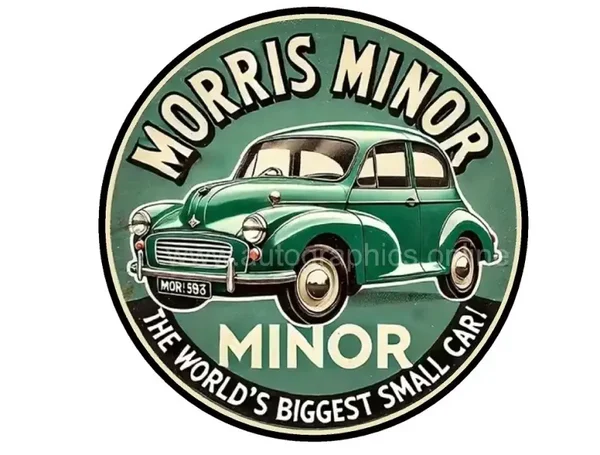 MORRIS MINOR CARS ROUND METAL RETRO LOOK SIGN WORKSHOP GIFT