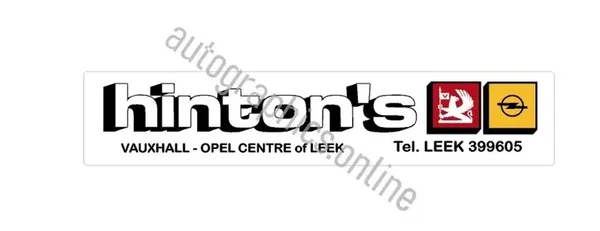 Hinton's Leek Dealer REAR SCREEN RETRO DEALER VAUXHALL OPEL CLEAR BACK STICKER