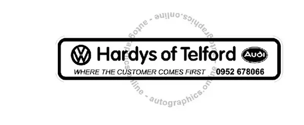 HARDYS TELFORD AUDI VW REAR SCREEN RETRO DEALER STICKER CLEAR BACKED