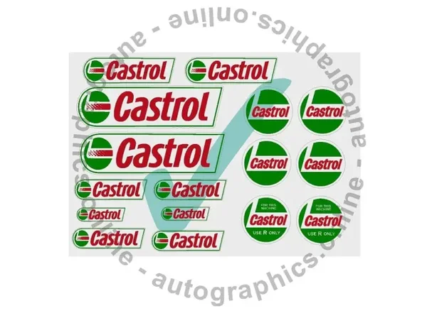 Castrol Stickers/Decals - 16 High Quality Printed and Cut Stickers