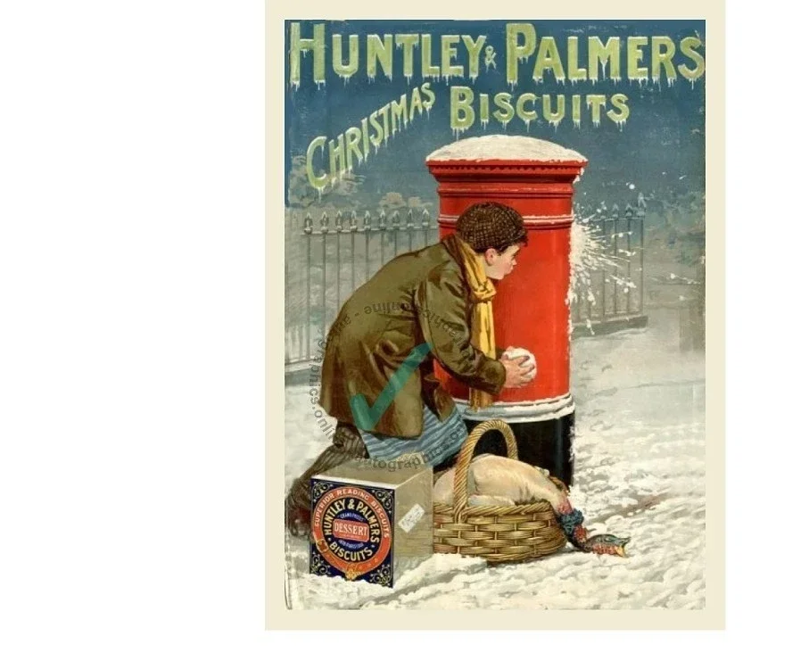 HUNTLEY PALMERS CHRISTMAS BISCUITS METAL SIGN PLAQUE A6 A5 A4