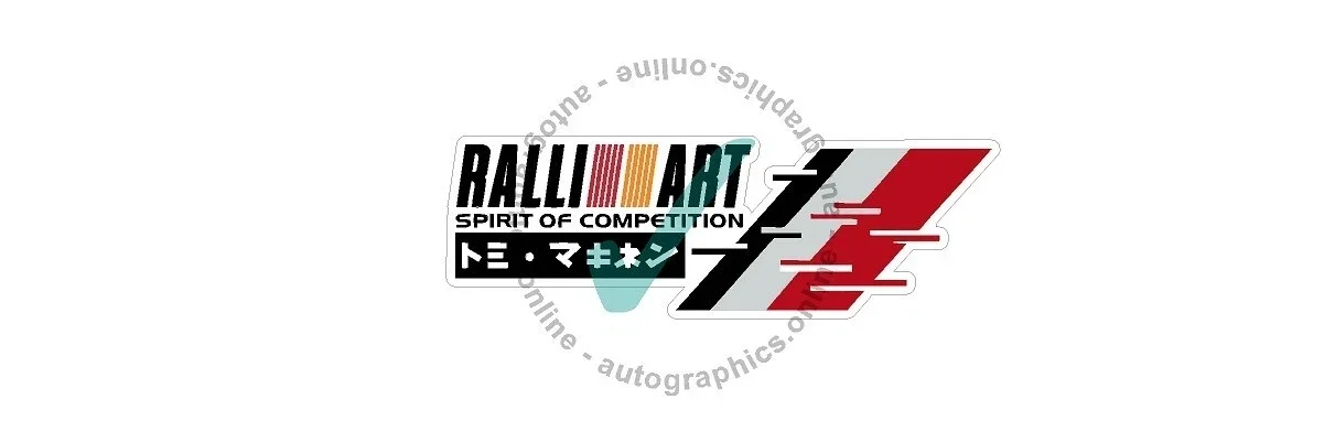 SPIRIT OF COMPETITION RALLIART DECALS x2 MITSUBISHI STANDARD - CLEAR - REVERSE