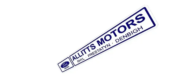 ALLITTS MOTORS FORD REAR SCREEN RETRO DEALER  CLEAR BACK STICKER