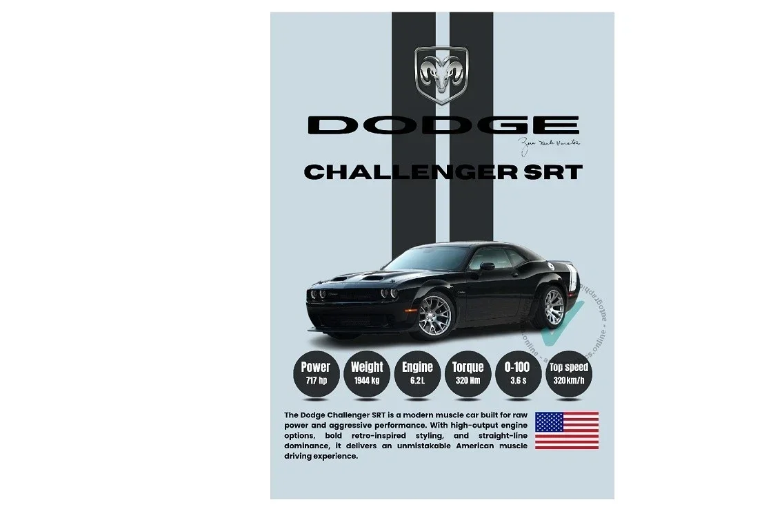 CHALLENGER DODGE SRT Sign POSTERS GIFT WALL GARAGE WORKSHOP POSTER various sizes