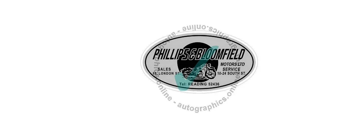 PHILLIPS & BROOMFIELD CLASSIC CLEAR BACK NO WHITE BIKE SCOOTER DEALER DECAL