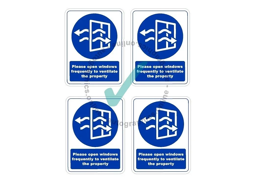 PLEASE OPEN WINDOWS TO VENTILATE PROPERTY RENTAL PROPERTY STICKERS x8