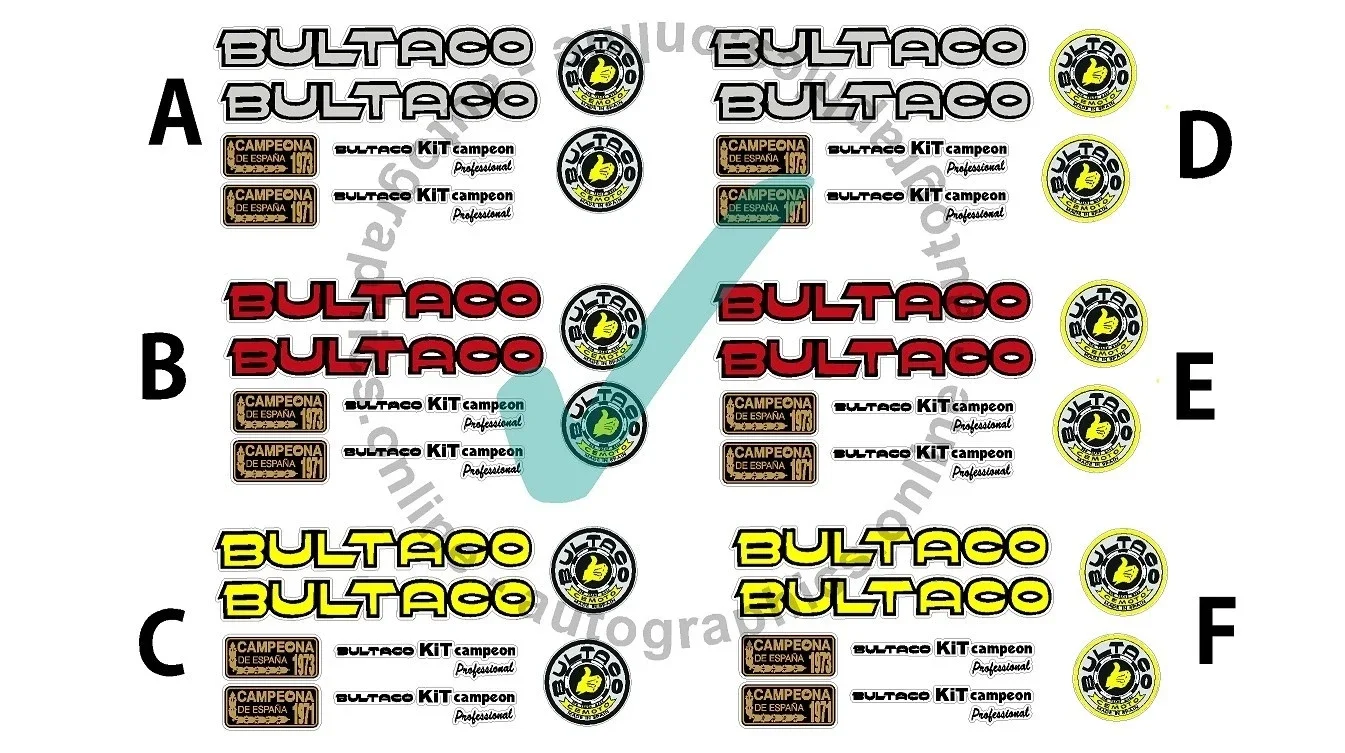 BULTACO SHERPA KIT CAMPEON SET DECALS GAS TANK SHERPA CLEAR BACKED DECALS