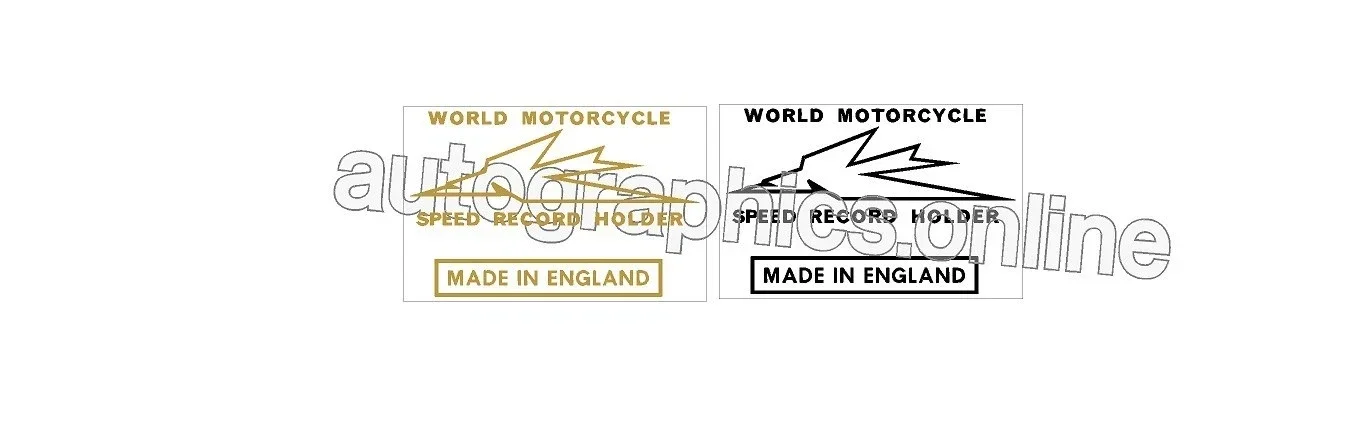 1956 ON TRIUMPh WORLD SPEED HOLDER CLEAR VINYL RESTORATION DECALS - GOLD / BLACK
