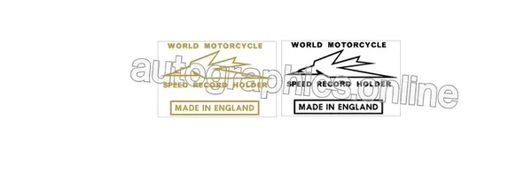 1956 ON TRIUMPh WORLD SPEED HOLDER CLEAR VINYL RESTORATION DECALS - GOLD / BLACK