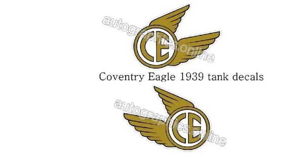 Coventry eagle 1939 tank CLEAR BACKGROUND NO WHITE Decals BIKE Motorcycle x2