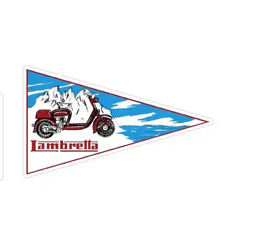LAMBRETTA RED PENNANT SCOOTER STICKER MOTORSPORT RETRO RALLY BIKE RACE x2
