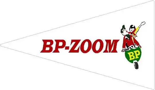 BP ZOOM PENNANT VESPA LAMBRETTA SCOOTER STICKER MOTORSPORT RETRO BIKE RACE x2