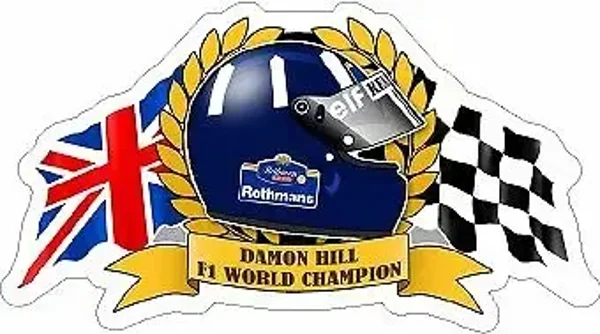 DAMON HILL F1 CHEQUERED FLAG Motorsport Vintage Sticker x2