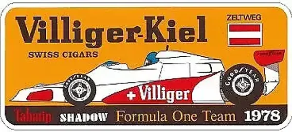VILLIGER TABATIP SHADOW DN9 F1 TEAM ZELTWEG GP 1 F1 1978 RACES STICKERS SET OF 2