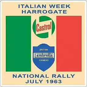 CASTROL LAMBRETTA ITALIAN WEEK HARROGATE 1963 Stickers/Decals x2