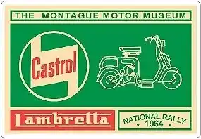 CASTROL 1964 LAMBRETTA MONTAGUE MUSEUM BIKE SCOOTER MOTORSPORT STICKERS x2
