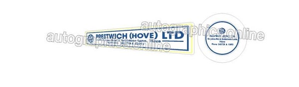 PRESTWICH VW HOVE REAR WINDOW DEALER STICKER INSIDE FIT & TAX HOLDER RESTORATION