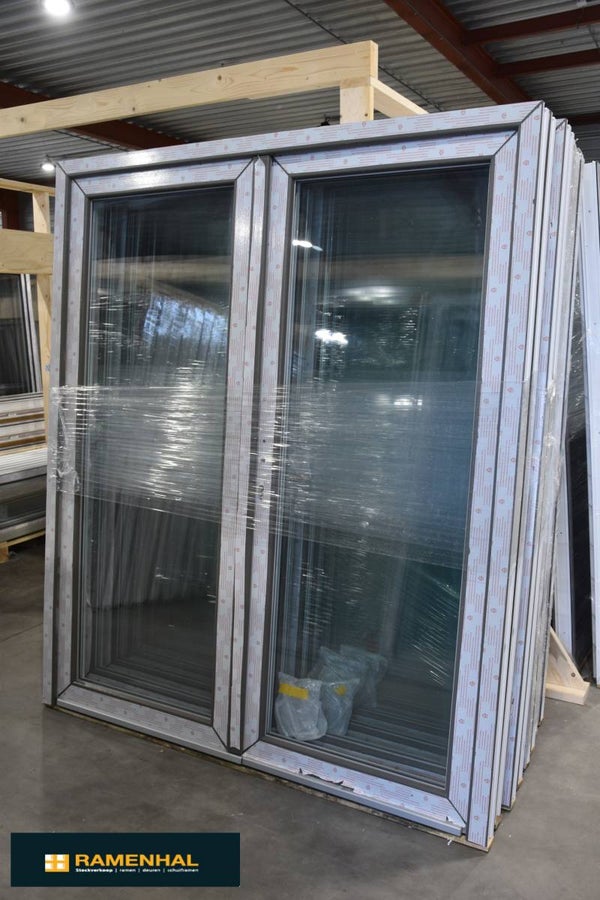 Double porte gris quartz, 2/2 verre, 1800x2100mm