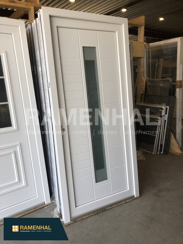 Porte blanc, panneaux déco rectangle + des lignes, 980x2100mm