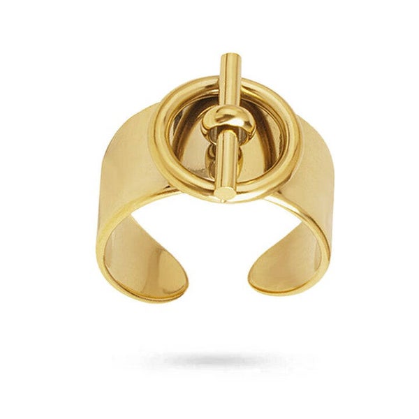 Bague acier inoxydable réglable doré à l'or fin  BGA 251