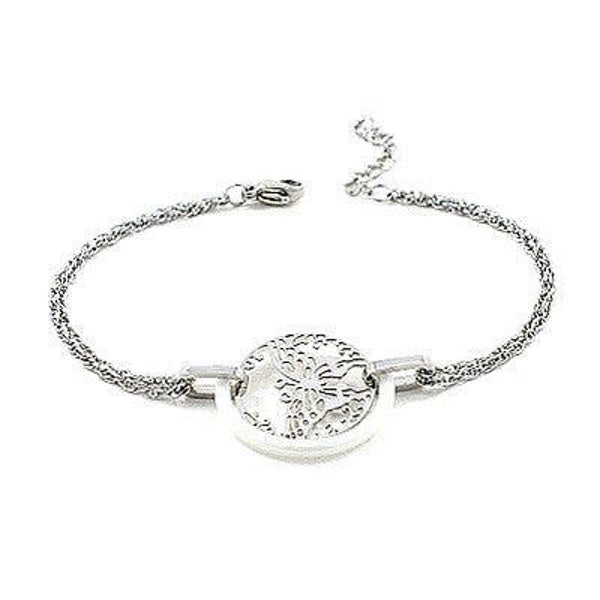 Bracelet acier et céramique - Papillon et céramique blanche  BR-CRQ 022