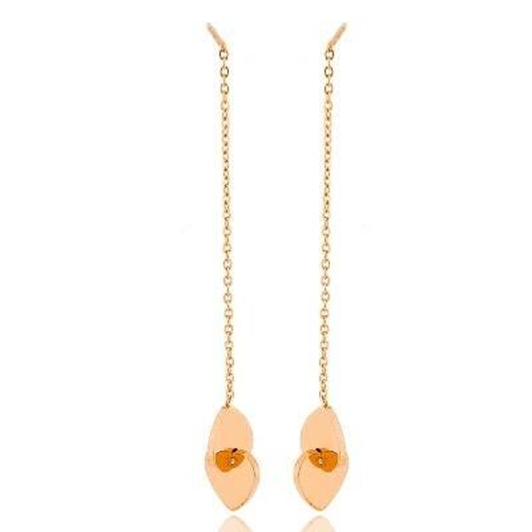 Boucles d'oreilles en acier pour femme - Couleur Or rose - Doubles coeurs  CM 009