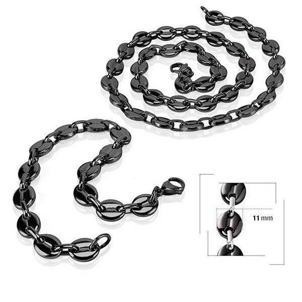 Parure pour Homme - Grain de café ( 11mm ) - Couleur anthracite  Pa 673