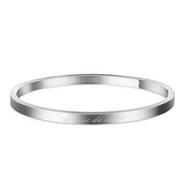 Bracelet message en acier pour femme - Couleur argenté -  "Soeur de coeur"  M ba 4845