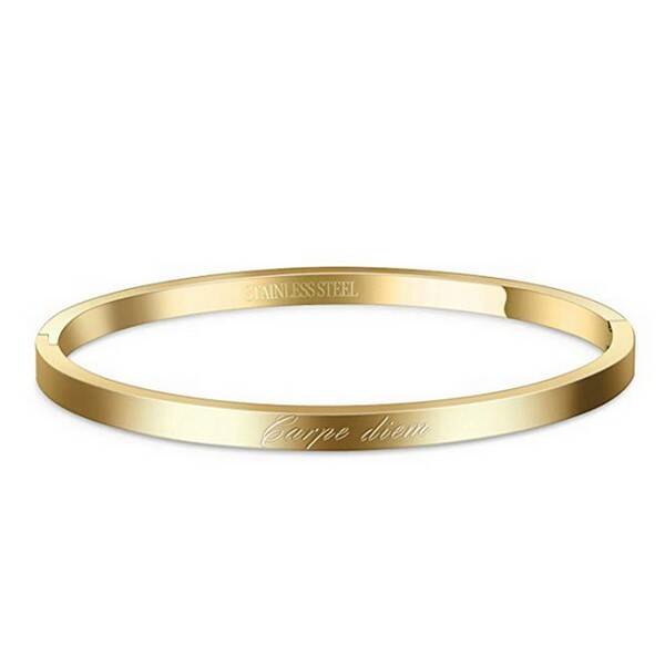 Bracelet message en acier pour femme - Couleur doré -  "Carpe diem" M ba 4865