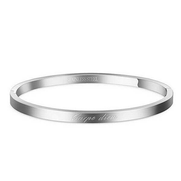 Bracelet message en acier pour femme - Couleur argenté -  "Carpe diem"  M ba 4866