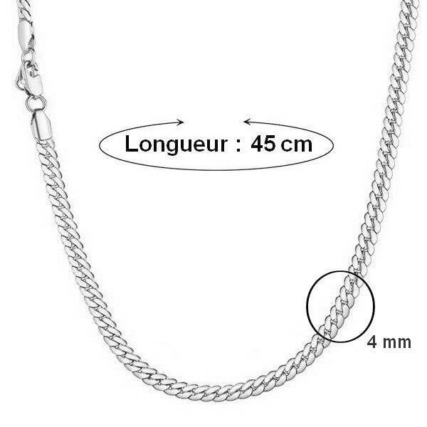 Chaîne collier rhodié pour homme ou femme - Mailles serpent  R 2097