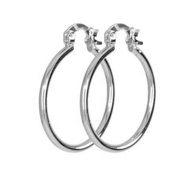 Boucles d'oreilles rhodiées Créoles 30 mm Z 387