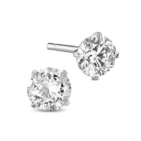 Boucles d'oreilles argent 925 zirconium AAA puces 4 mm blanc  LIY015