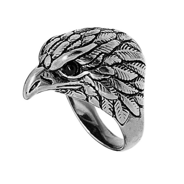 Bague acier inoxydable tête d'aigle argenté  BGA 187