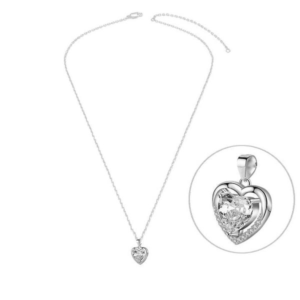 Collier argent 925 cœur zirconiums sertis oxyde blanc LIY188