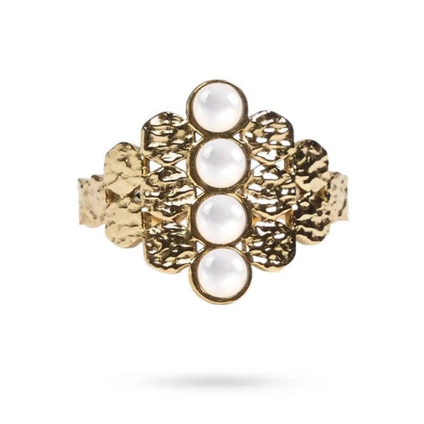 Bague pour femme acier inoxydable Flavie pierre naturelle nacre E754