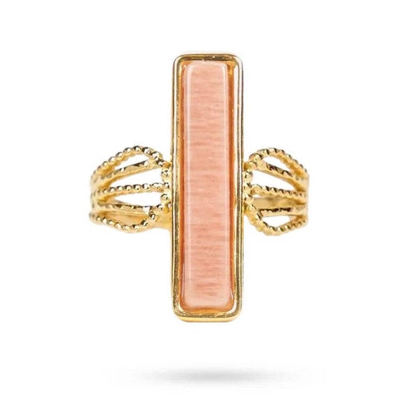 Bague pour femme acier inoxydable Charlotte pierre naturelle du soleil E758