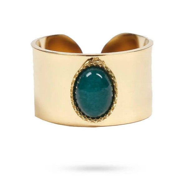 Bague pour femme acier inoxydable Anna pierre naturelle malachite E774