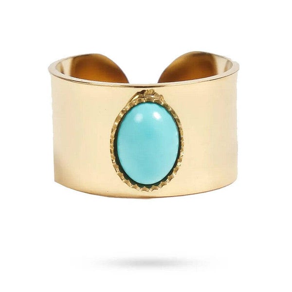 Bague pour femme acier inoxydable Anna pierre naturelle turquoise E772