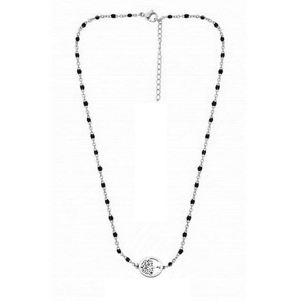 Chaîne collier acier inoxydable maille forçat noir arbre de vie  Ca 0082