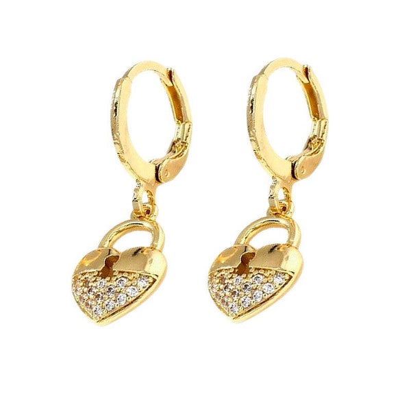Boucles d'oreilles cœur cadenas avec serrure BO 2310