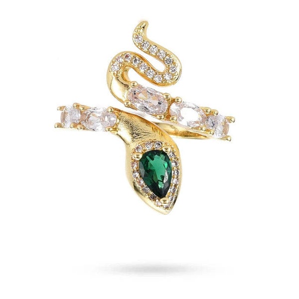 Bague femme réglable serpent avec zirconiums couleurs sertis C 2562
