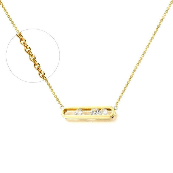 Chaîne collier acier inoxydable or zirconiums  Ca 0086