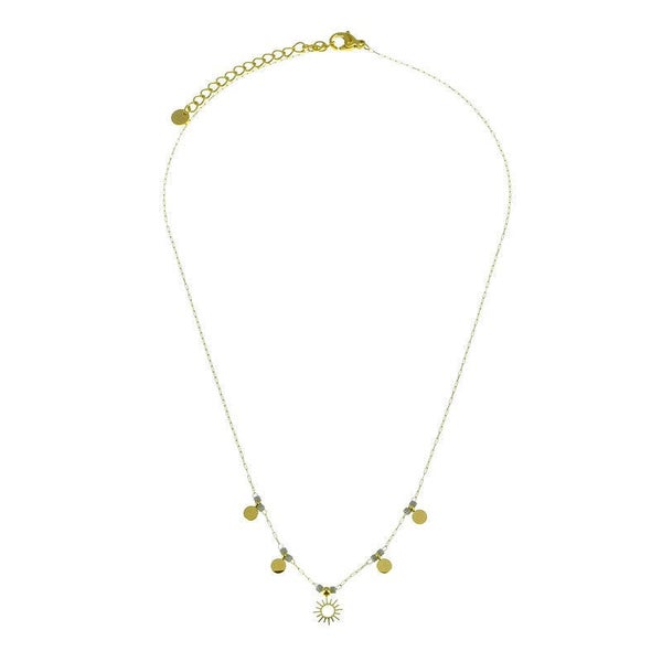 Collier acier inoxydable soleil pierre naturelle labradorite  E1831