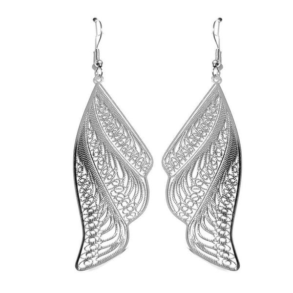 Boucles d'oreilles fantaisie tombante aile filigrane argenté  BOF 2073