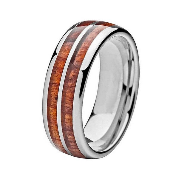 Bague acier inoxydable alliance bande centrale marron  BGA 184