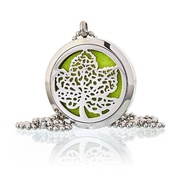 Collier Bijoux Aromathérapie - Feuille 30mm AromaJ-11