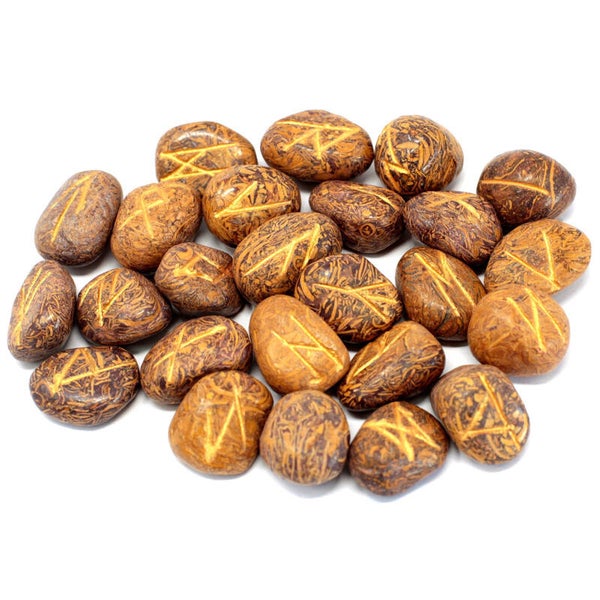 Ensemble de pierres runiques dans une pochette - Jaspe serpent Rune-43