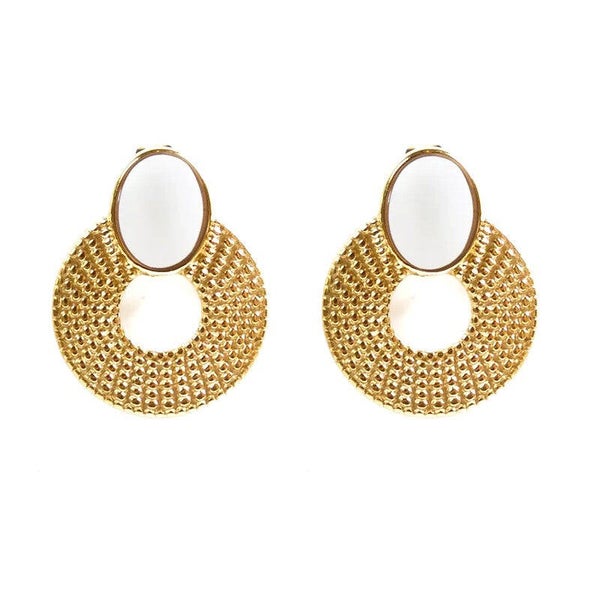 Boucles d'oreilles pendante Thaîs acier inoxydable pierres naturelles de nacre E1367