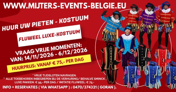 Huur PIETENPAK IMITATIE FLUWEEL KOSTUUM 24u